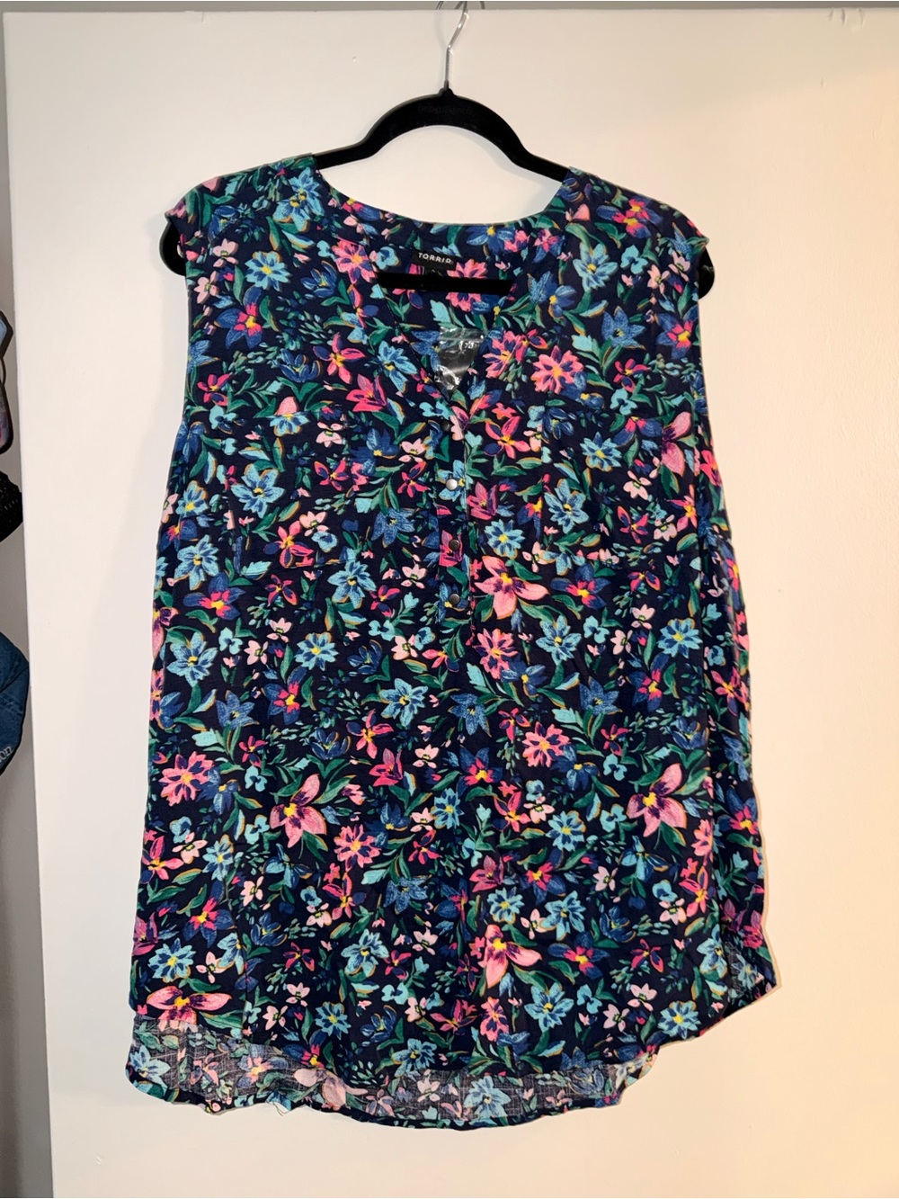 torrid Navy Floral Sleeveless Camisole with Pink & Blue Flowers